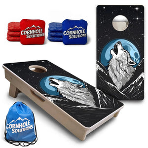Wolf Howling - Mini or Vacation Size Cornhole Boards by Cornhole Solutions, custom cornhole board main product photo