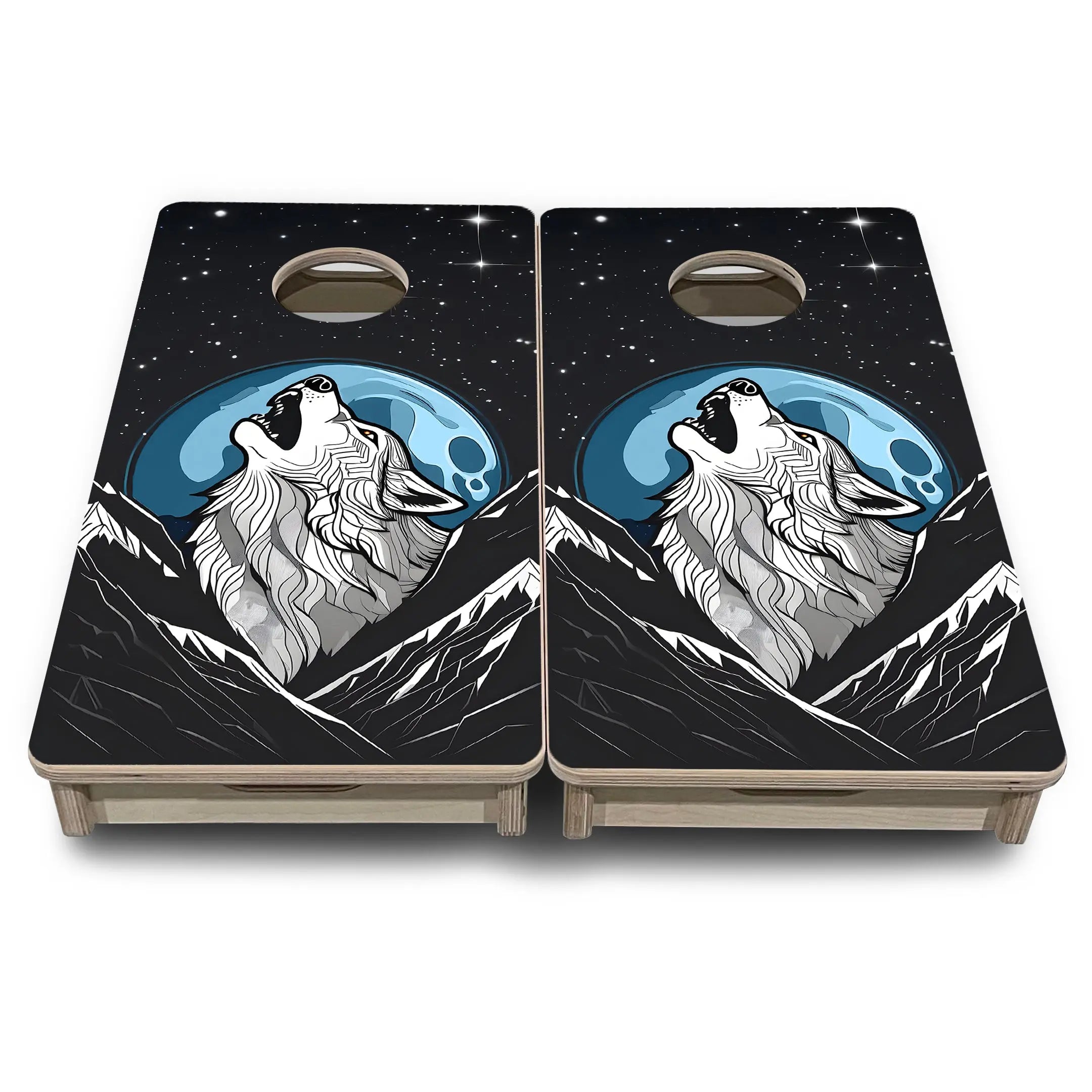 Wolf Howling - Mini or Vacation Size Cornhole Boards Cornhole Solutions