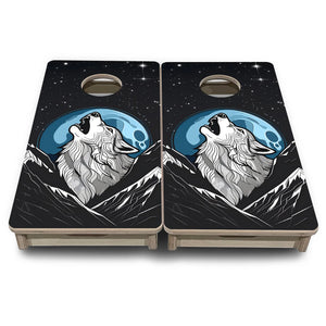 Wolf Howling - Mini or Vacation Size Cornhole Boards by Cornhole Solutions, custom cornhole board detail photo 2
