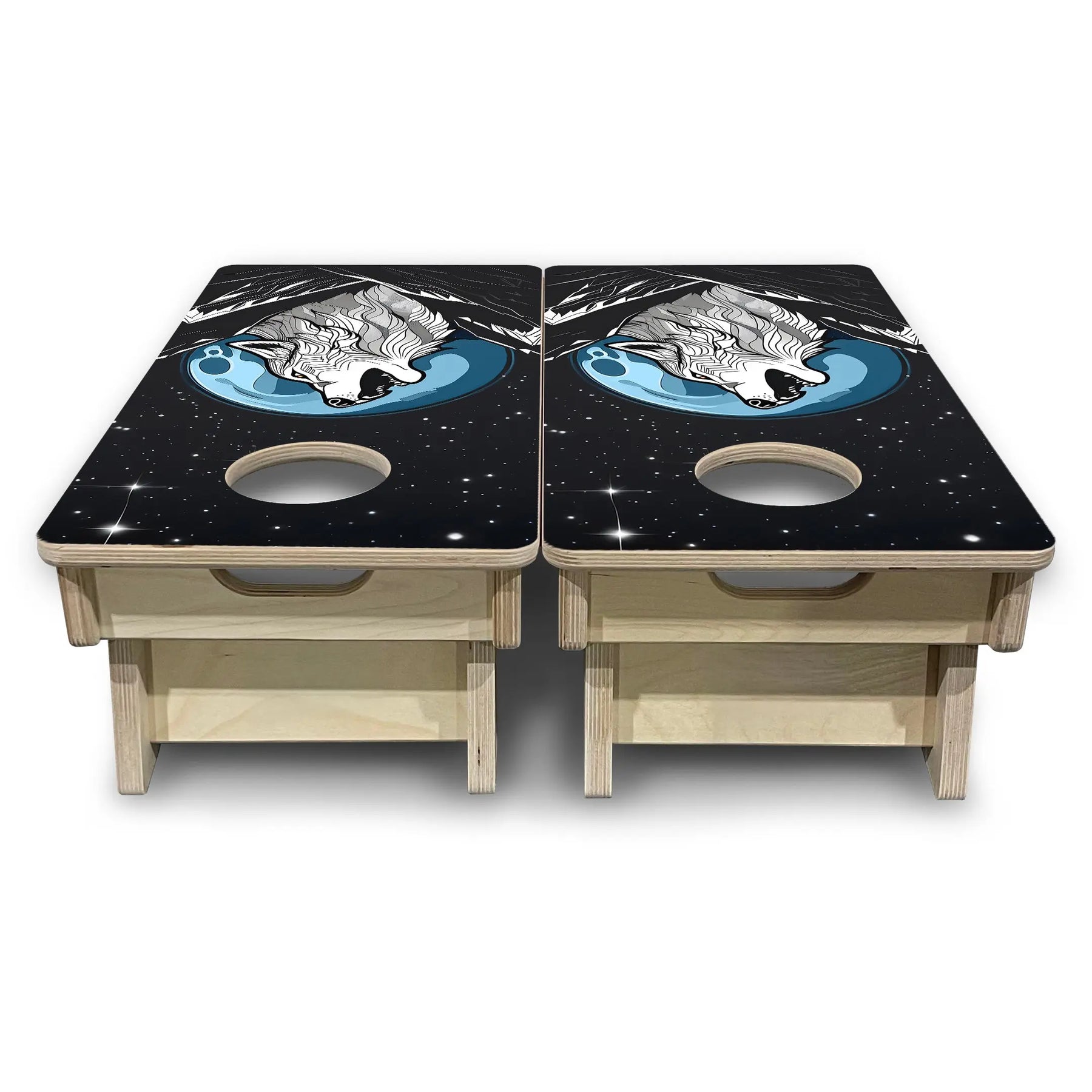 Wolf Howling - Mini or Vacation Size Cornhole Boards by Cornhole Solutions, custom cornhole board detail photo 5