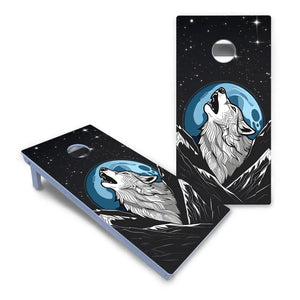 Wolf Howling at Moon Cornhole Boards - All Weather Series by Cornhole Solutions, custom cornhole board detail photo 2