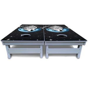 Wolf Howling at Moon Cornhole Boards - All Weather Series by Cornhole Solutions, custom cornhole board detail photo 6
