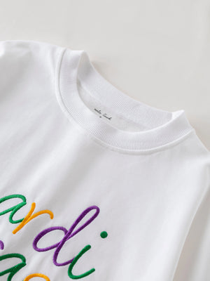 Women's Mardi Gras Sweatshirt With Side Bow by Nola Tawk, Southern lifestyle apparel detail photo 4
