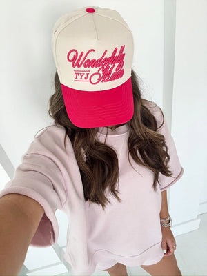 Wonderfully Made - Hot Pink Vintage Trucker Hat by KenzKustomz, Southern lifestyle apparel detail photo 3