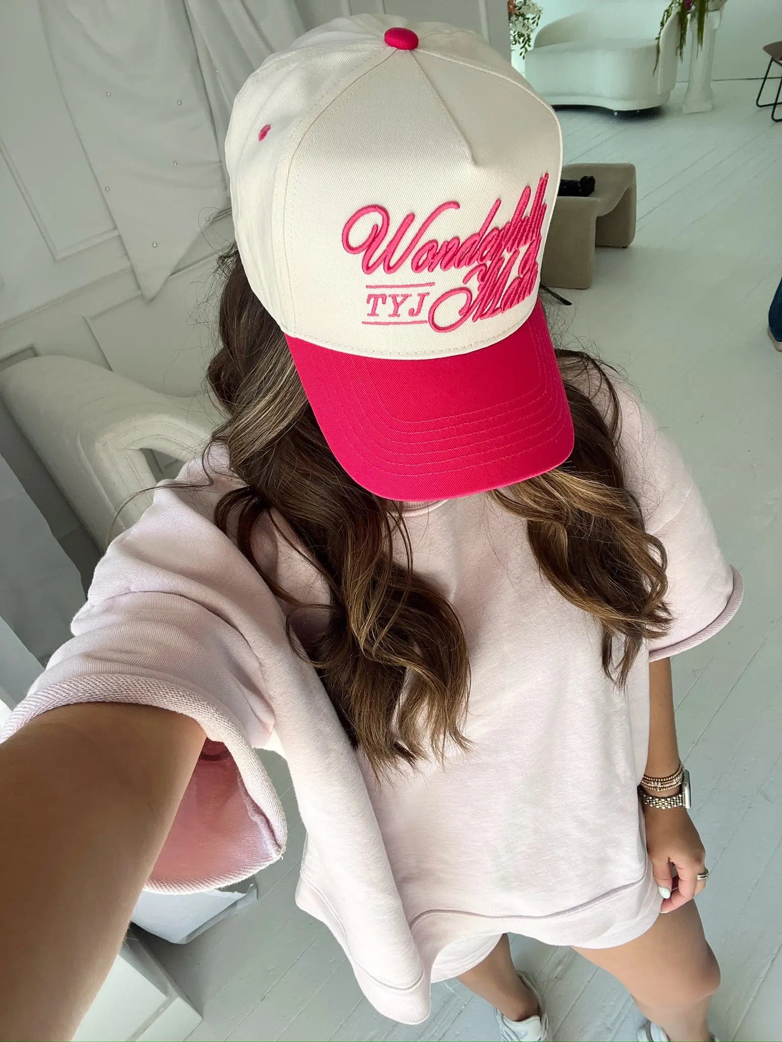 Wonderfully Made - Hot Pink Vintage Trucker Hat by KenzKustomz, Southern lifestyle apparel detail photo 6