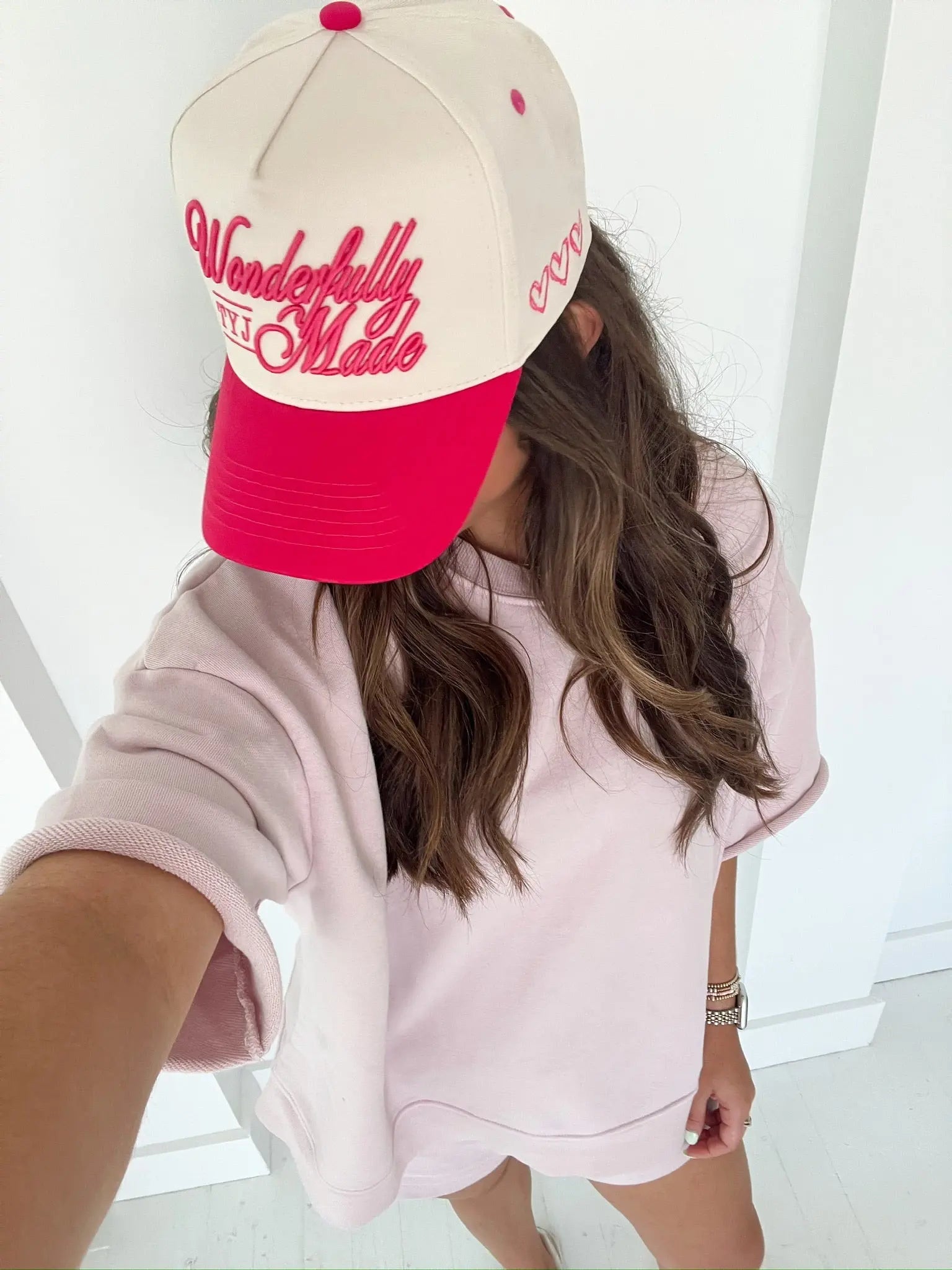 Wonderfully Made - Hot Pink Vintage Trucker Hat by KenzKustomz, Southern lifestyle apparel detail photo 8