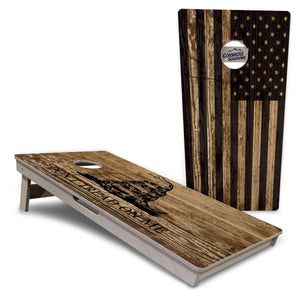 Wood DTOM & Flag Cornhole Boards - Professional Tournament Series by Cornhole Solutions, custom cornhole board detail photo 2