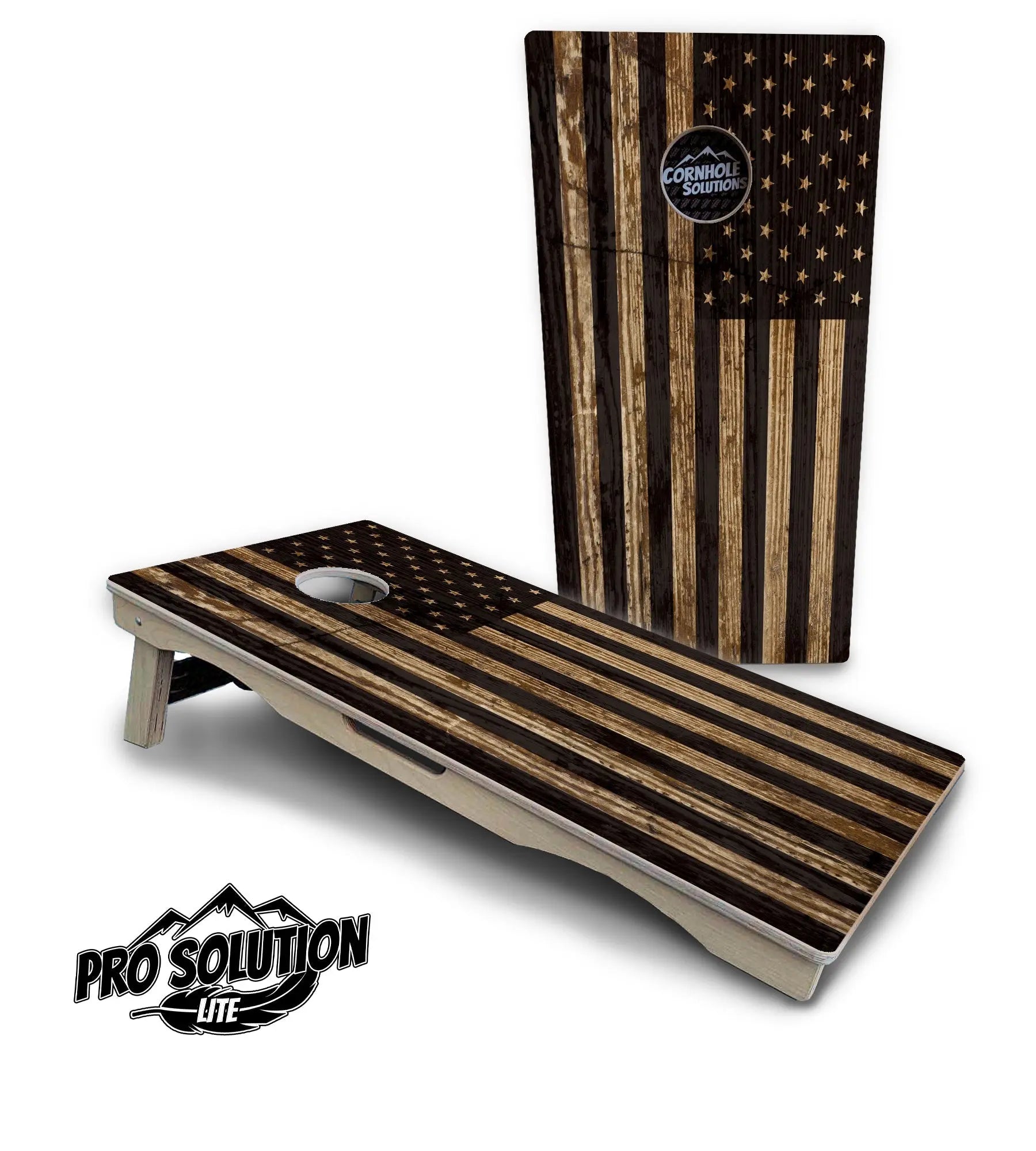 Wood Flag & DTOM Cornhole Boards - Pro Solution Lite Series by Cornhole Solutions, custom cornhole board detail photo 9