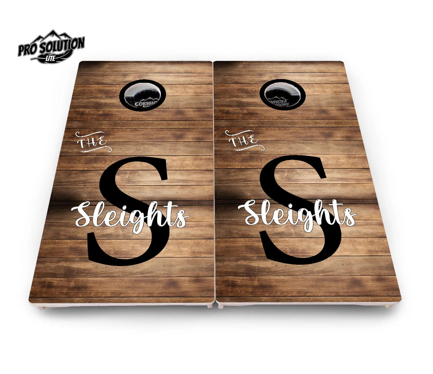 Wood Slat Letter Name Cornhole Boards - Pro Solution Lite Series by Cornhole Solutions, custom cornhole board detail photo 3
