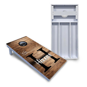Wood Slat Name Cornhole Boards - All Weather Series by Cornhole Solutions, custom cornhole board main product photo