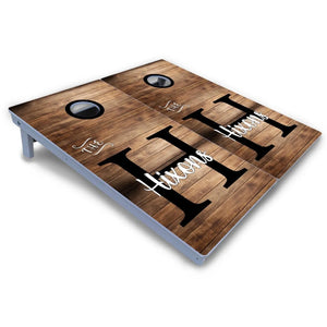 Wood Slat Name Cornhole Boards - All Weather Series by Cornhole Solutions, custom cornhole board detail photo 3