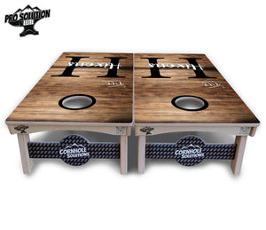 Wood Slat Name Cornhole Boards - Pro Solution Elite Series by Cornhole Solutions, custom cornhole board detail photo 3