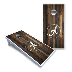 Wood Wreath Letter Cornhole Boards - All Weather Series by Cornhole Solutions, custom cornhole board detail photo 2