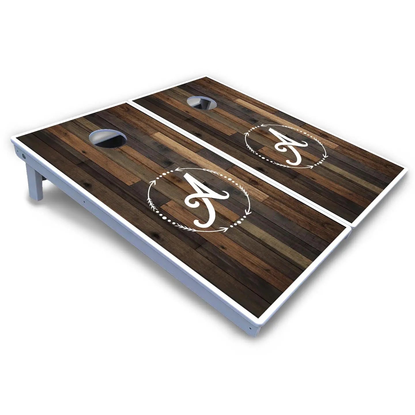 Wood Wreath Letter Cornhole Boards - All Weather Series by Cornhole Solutions, custom cornhole board detail photo 4