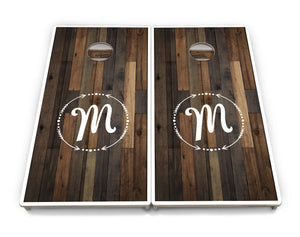 Wood Wreath Letter Cornhole Boards - Professional Tournament Series by Cornhole Solutions, custom cornhole board detail photo 2