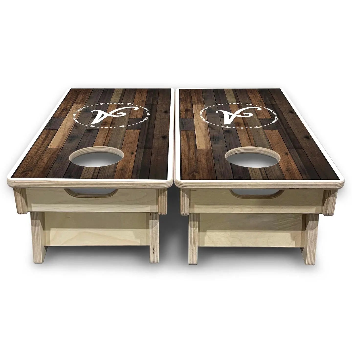 Wood Wreath Letter - Mini or Vacation Size Cornhole Boards by Cornhole Solutions, custom cornhole board detail photo 4