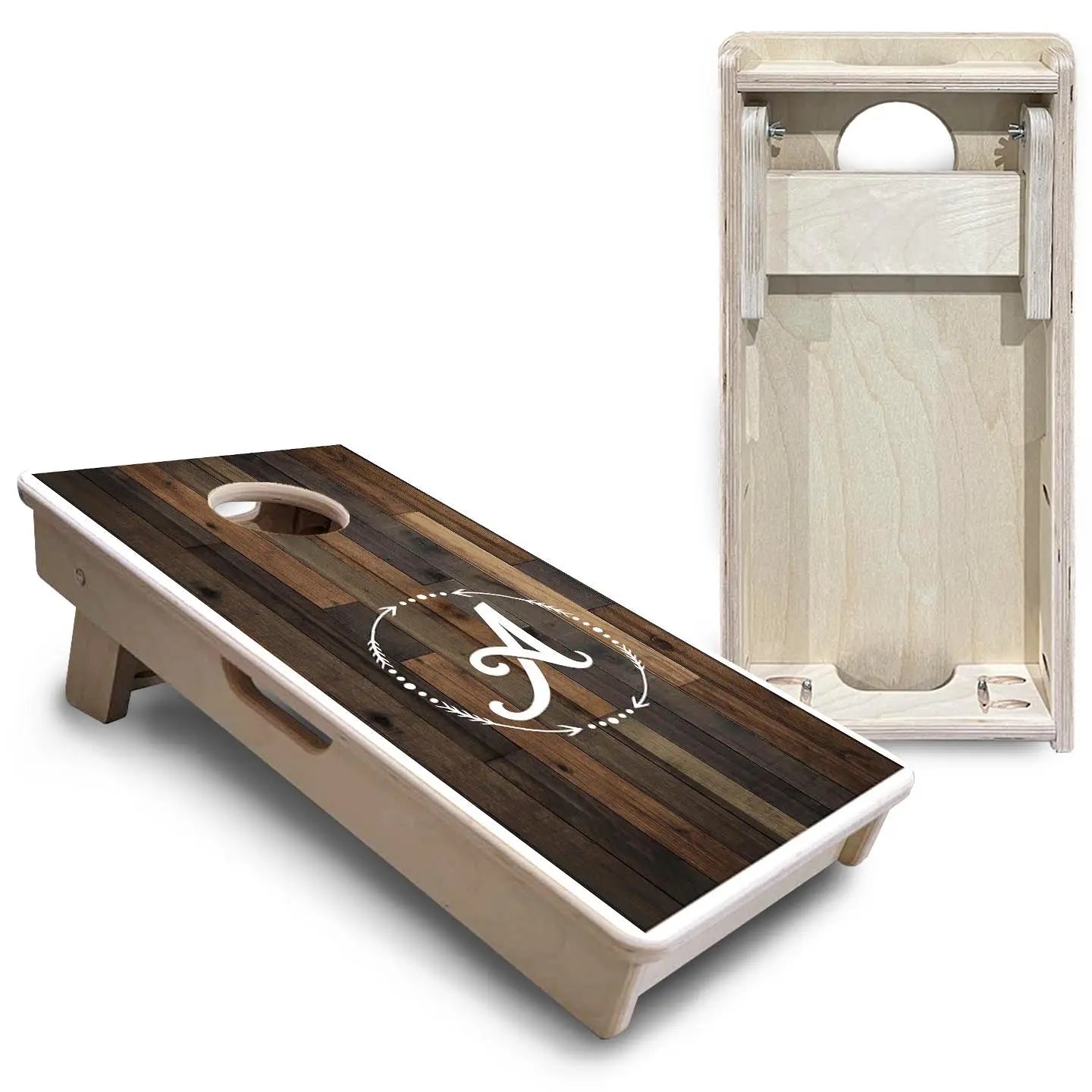 Wood Wreath Letter - Mini or Vacation Size Cornhole Boards by Cornhole Solutions, custom cornhole board detail photo 5