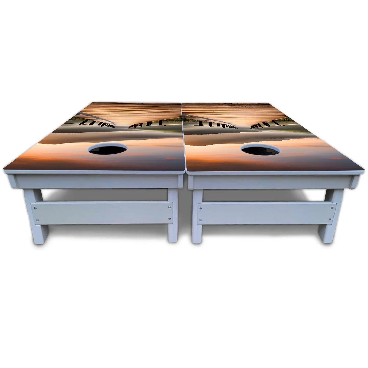 Wooden Bridge Cornhole Boards - All Weather Series by Cornhole Solutions, custom cornhole board detail photo 5