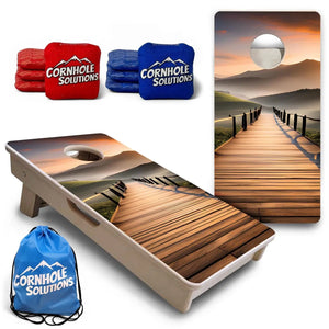 Wooden Bridge - Mini or Vacation Size Cornhole Boards by Cornhole Solutions, custom cornhole board main product photo