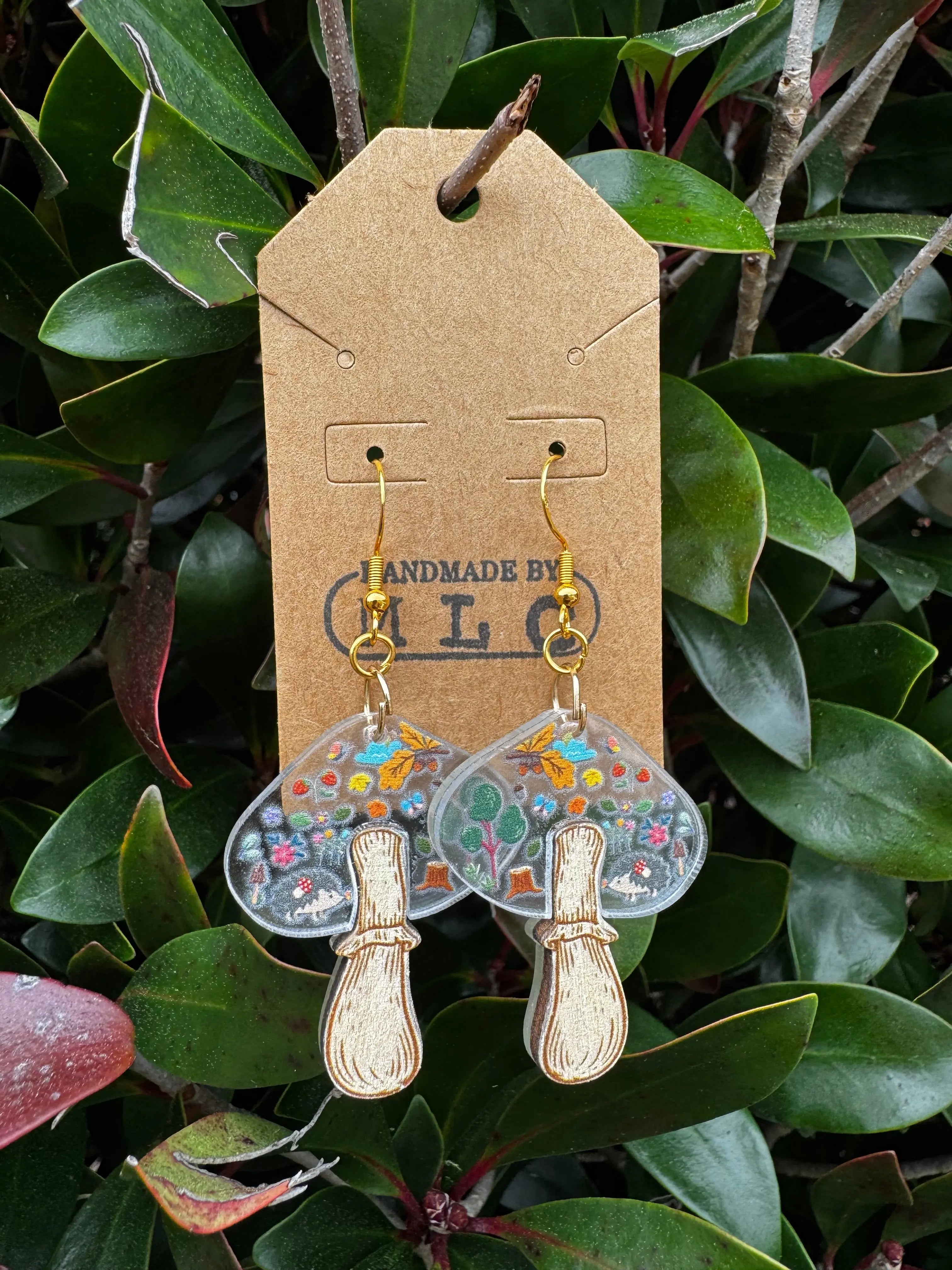 Wooden Toadstool Earrings Mushroom Lady Co