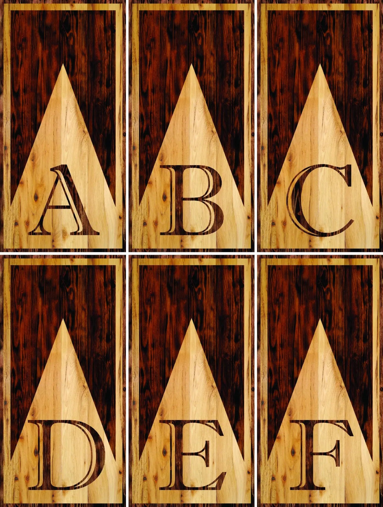 Wooden Triangle Letter Cornhole Boards - Professional Tournament Series by Cornhole Solutions, custom cornhole board detail photo 6