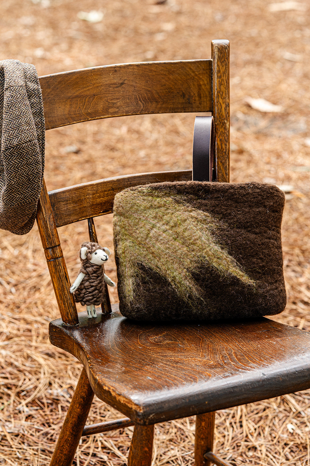 Dark Brown and Cream Petite Bag handmade wool bag by Comfy Bear Home product image 2