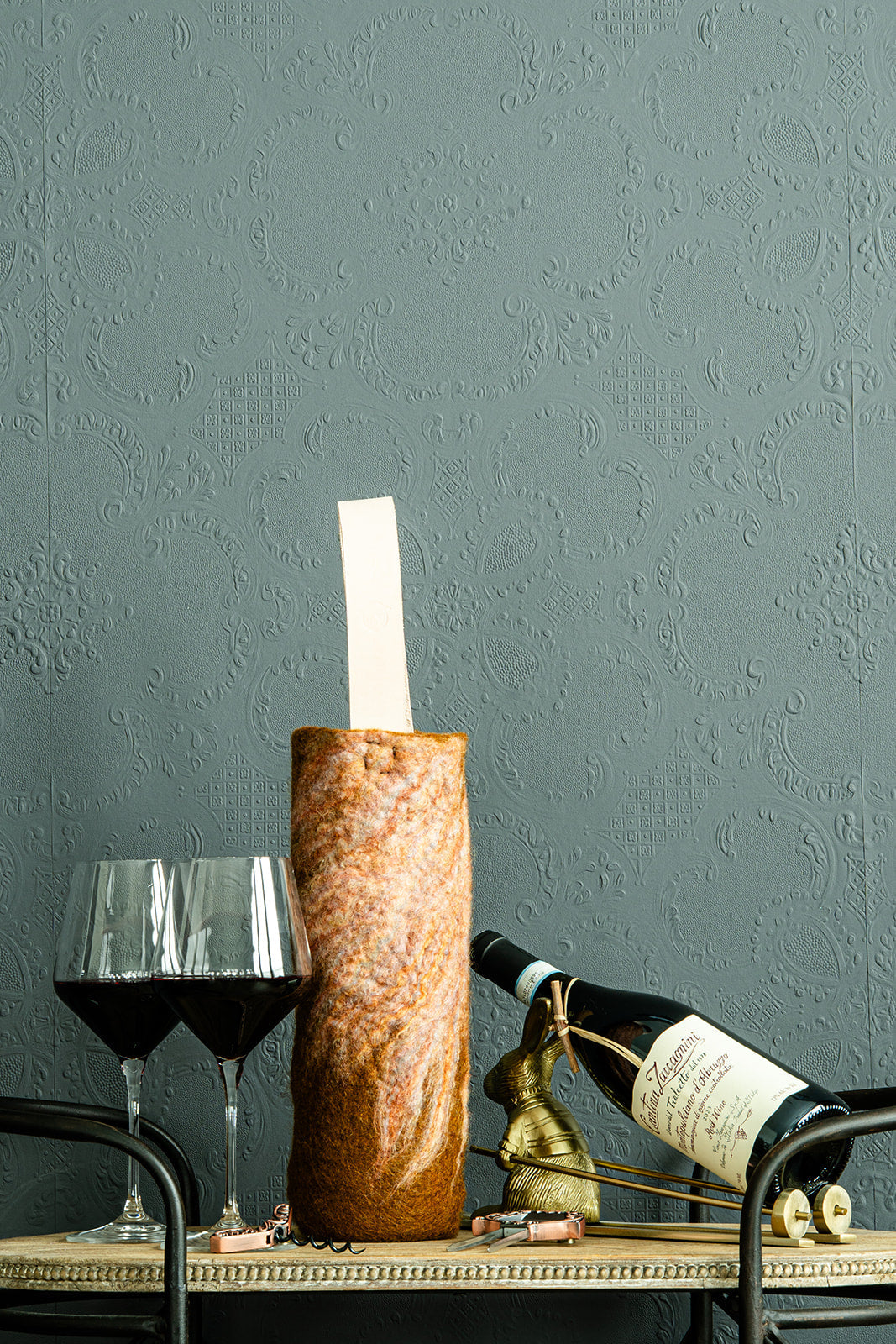 The Leah handcrafted wool wine carrier by Comfy Bear Home - additional view 2