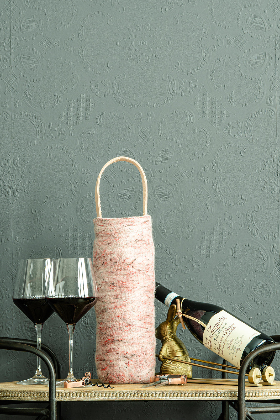 The Leah handcrafted wool wine carrier by Comfy Bear Home - additional view 2