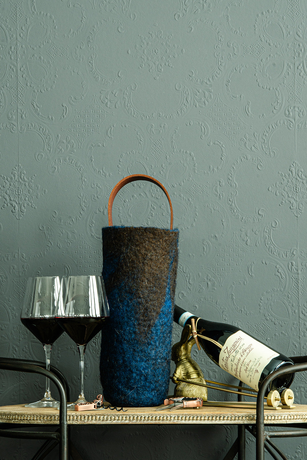 The Leah handcrafted wool wine carrier by Comfy Bear Home - additional view 2