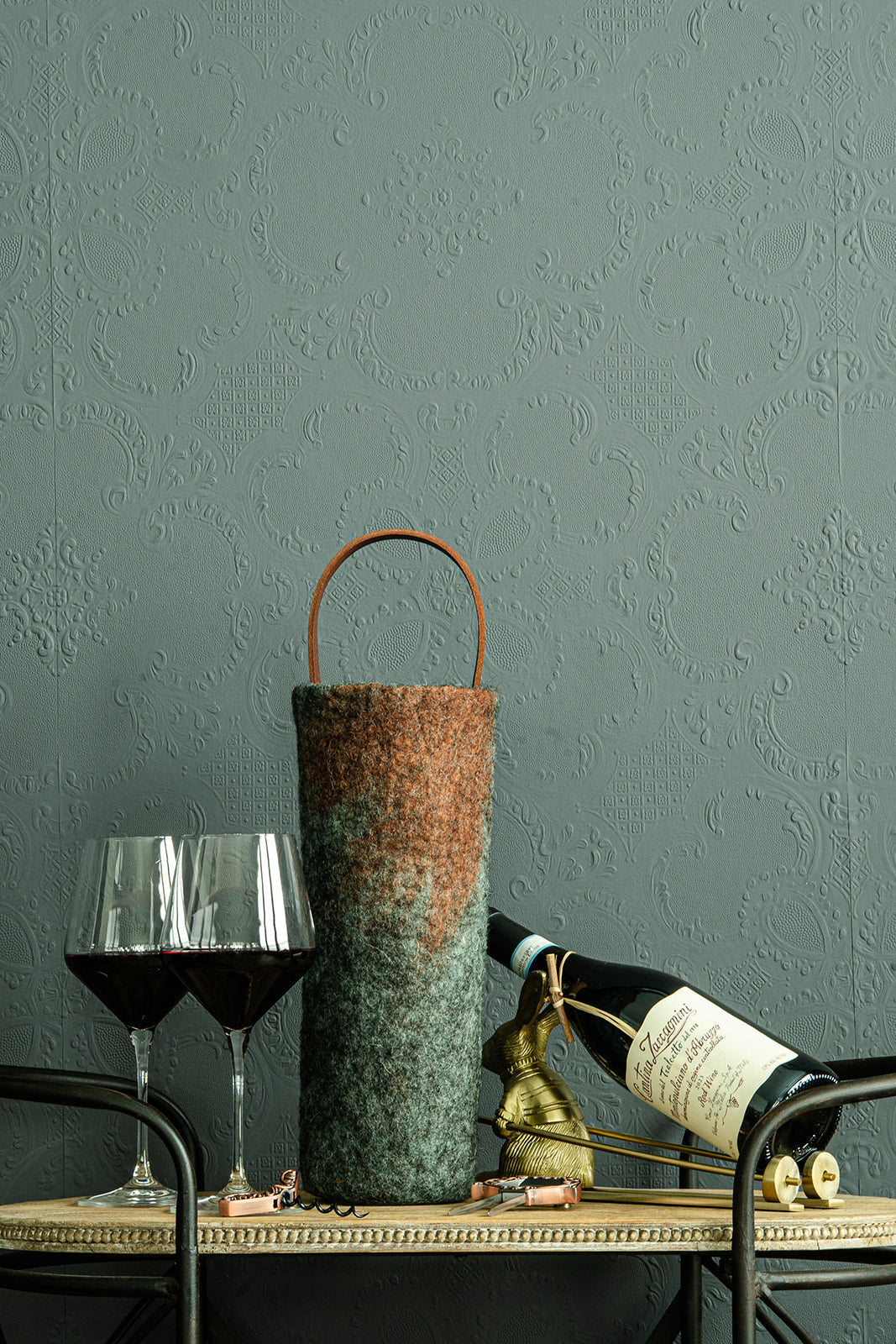 The Leah handcrafted wool wine carrier by Comfy Bear Home - additional view 2