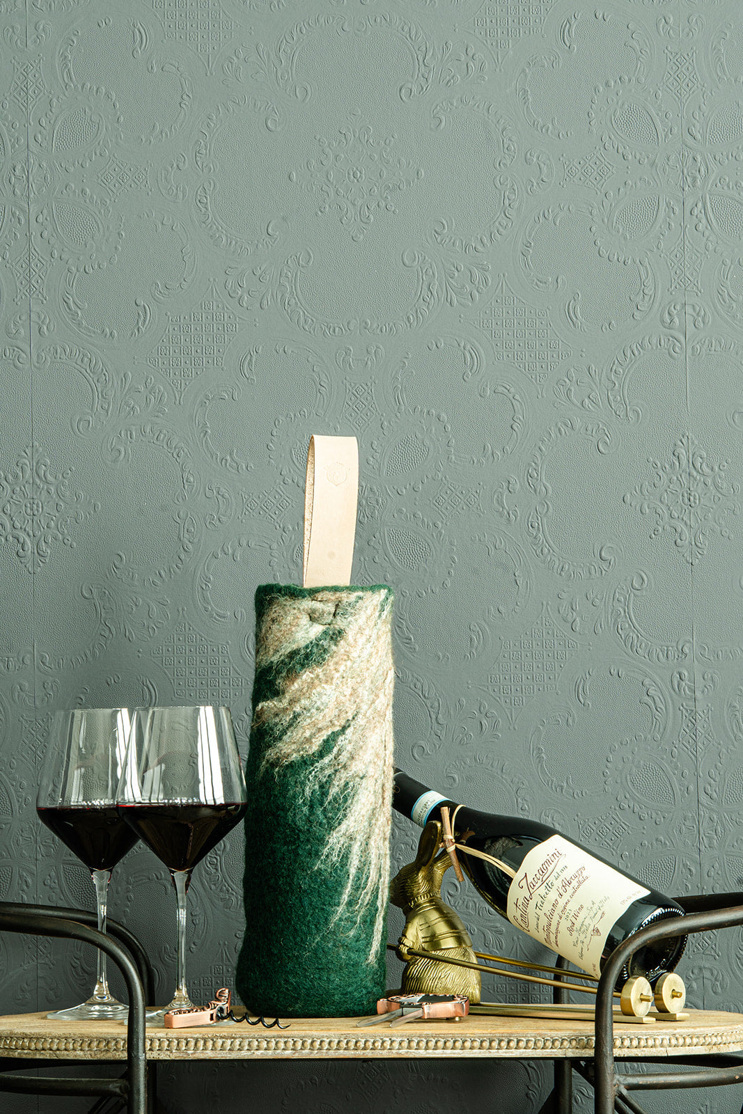 The Leah handcrafted wool wine carrier by Comfy Bear Home - additional view 2