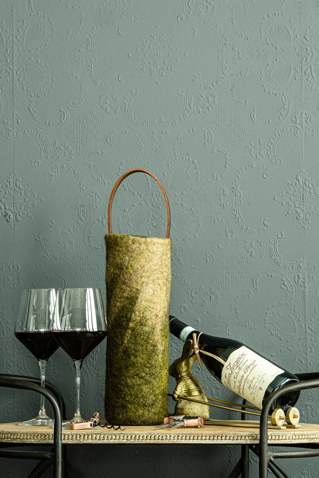 The Leah handcrafted wool wine carrier by Comfy Bear Home - additional view 2