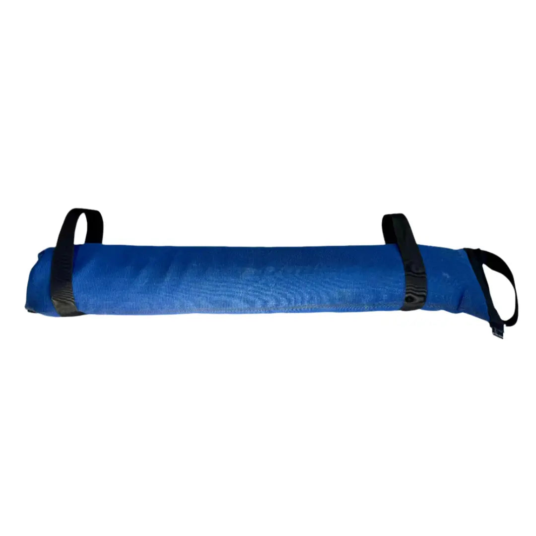 Blue workout battle bag with black handles.