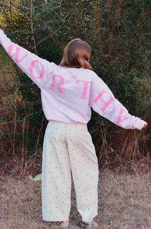 Worthy Light Pink Sweatshirt by Southern Bliss Company, Southern lifestyle apparel detail photo 8