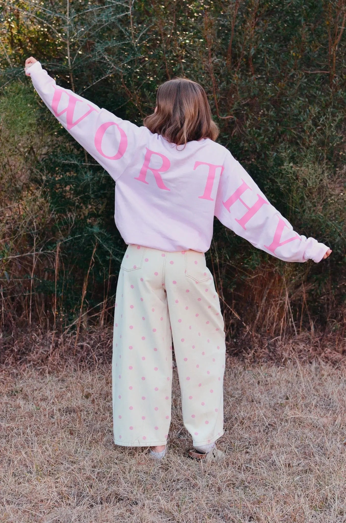 Worthy Light Pink Sweatshirt Southern Bliss Company
