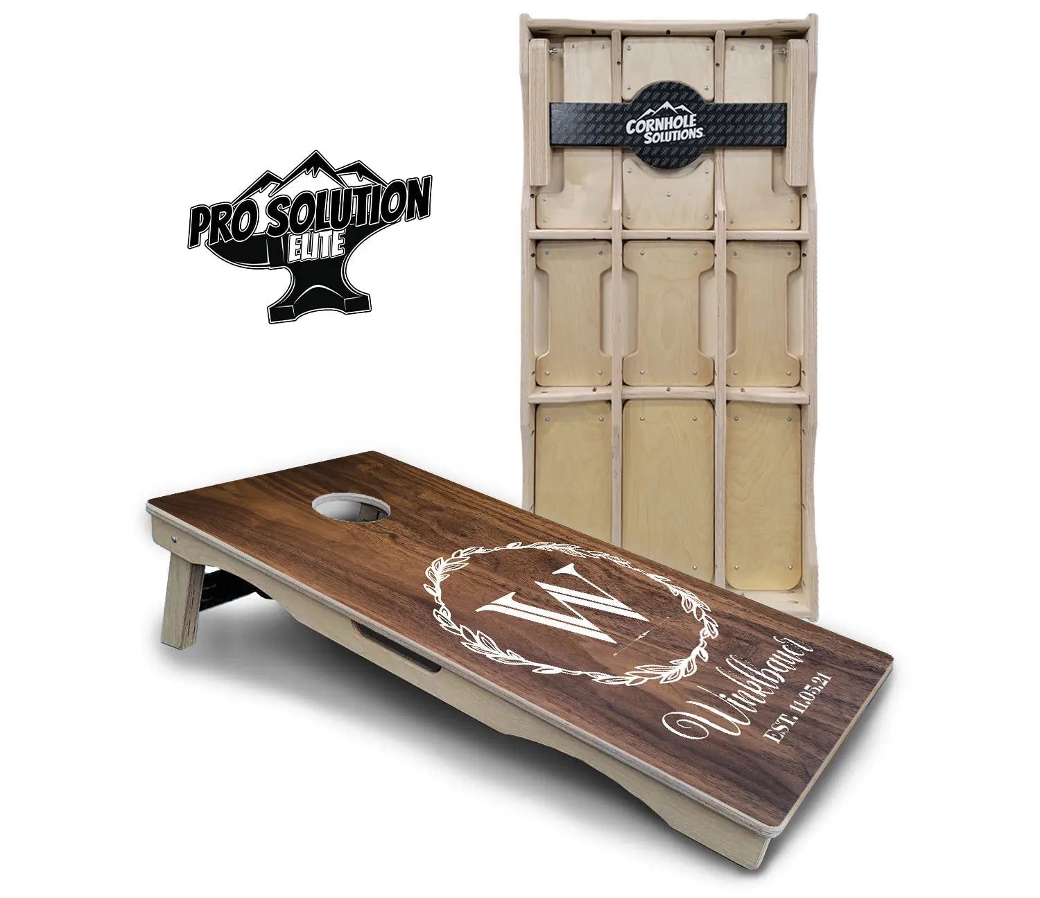 Wreath Cornhole Boards - Pro Solution Elite Series by Cornhole Solutions, custom cornhole board main product photo