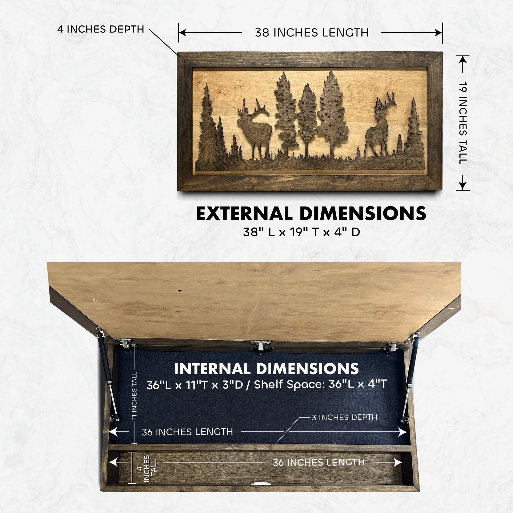 Deer and Elk Gun Concealment Furniture - Handcrafted Wooden Gun Cabinets - Gun Shelf Hidden Storage for Rifles, Shotguns, & Handguns - Quick Access Hidden Wall Safe (Extra Large)