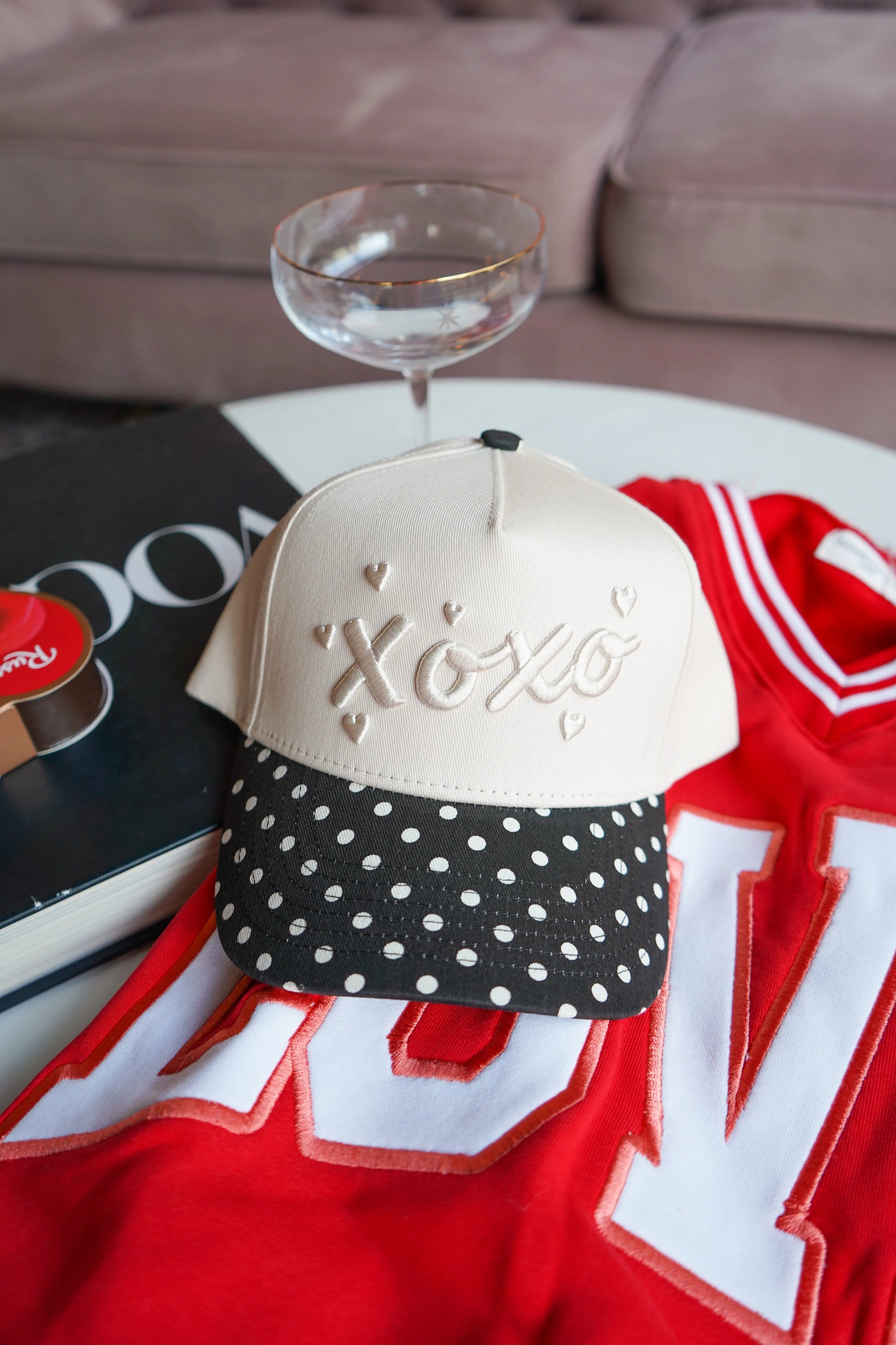 Xoxo - Black Polka Dot Vintage Trucker Hat by KenzKustomz, Southern lifestyle apparel detail photo 9