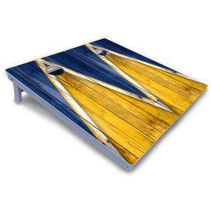 Yellow/Blue Triangle Cornhole Boards - All Weather Series by Cornhole Solutions, custom cornhole board detail photo 4