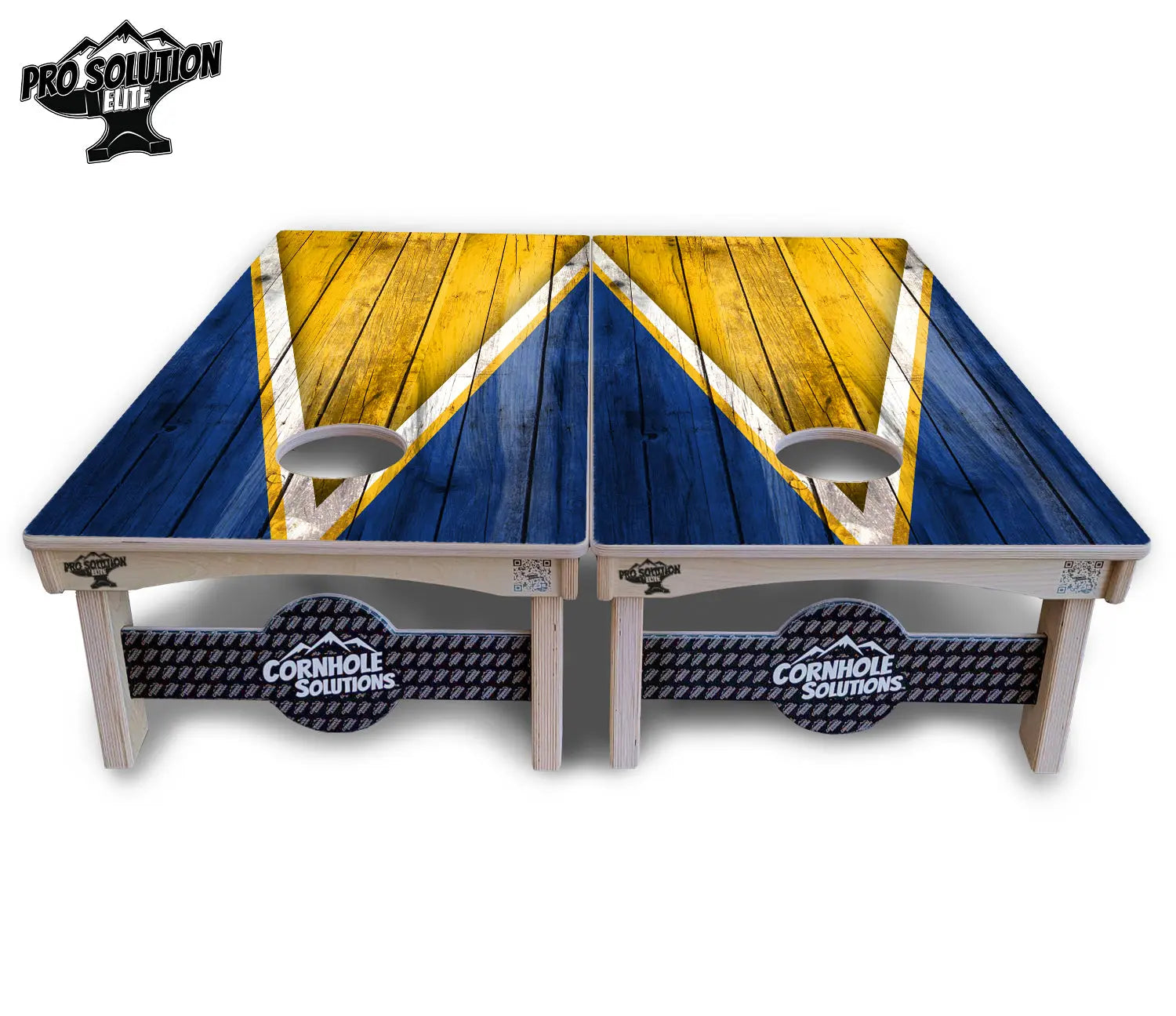 Yellow/Blue Triangle Cornhole Boards - Pro Solution Elite Series by Cornhole Solutions, custom cornhole board detail photo 4