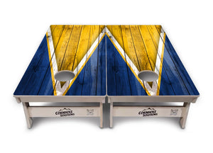 Yellow/Blue Triangle Cornhole Boards - Professional Tournament Series by Cornhole Solutions, custom cornhole board detail photo 2