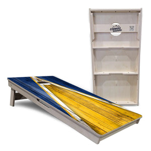 Yellow/Blue Triangle Cornhole Boards - Professional Tournament Series by Cornhole Solutions, custom cornhole board detail photo 5