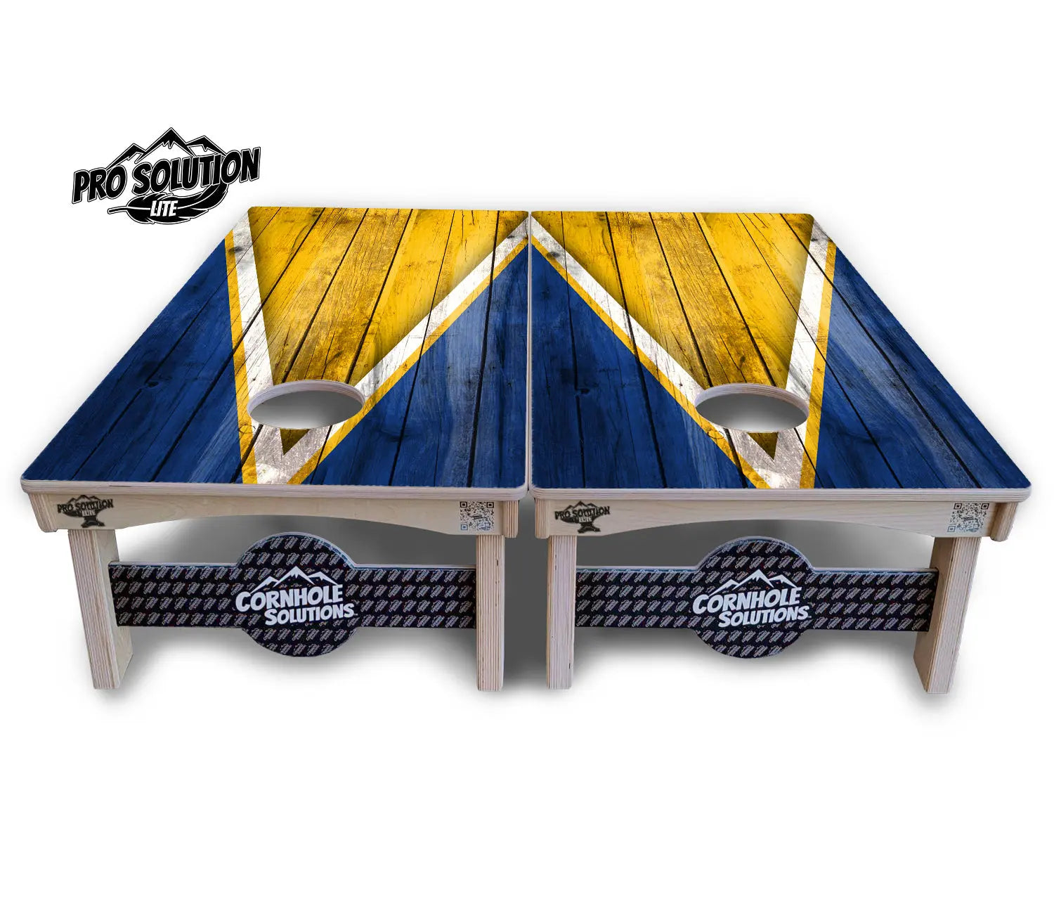 Yellow & Blue Triangle Cornhole Boards - Pro Solution Lite Series by Cornhole Solutions, custom cornhole board detail photo 3