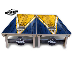 Yellow & Blue Triangle Cornhole Boards - Pro Solution Lite Series by Cornhole Solutions, custom cornhole board detail photo 3