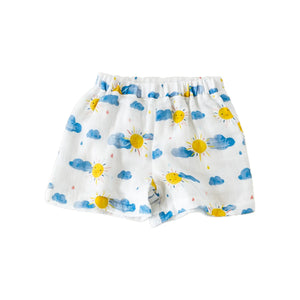 You Are My Sunshine Organic Muslin Shorts by Nola Tawk, children's boutique clothing main product photo