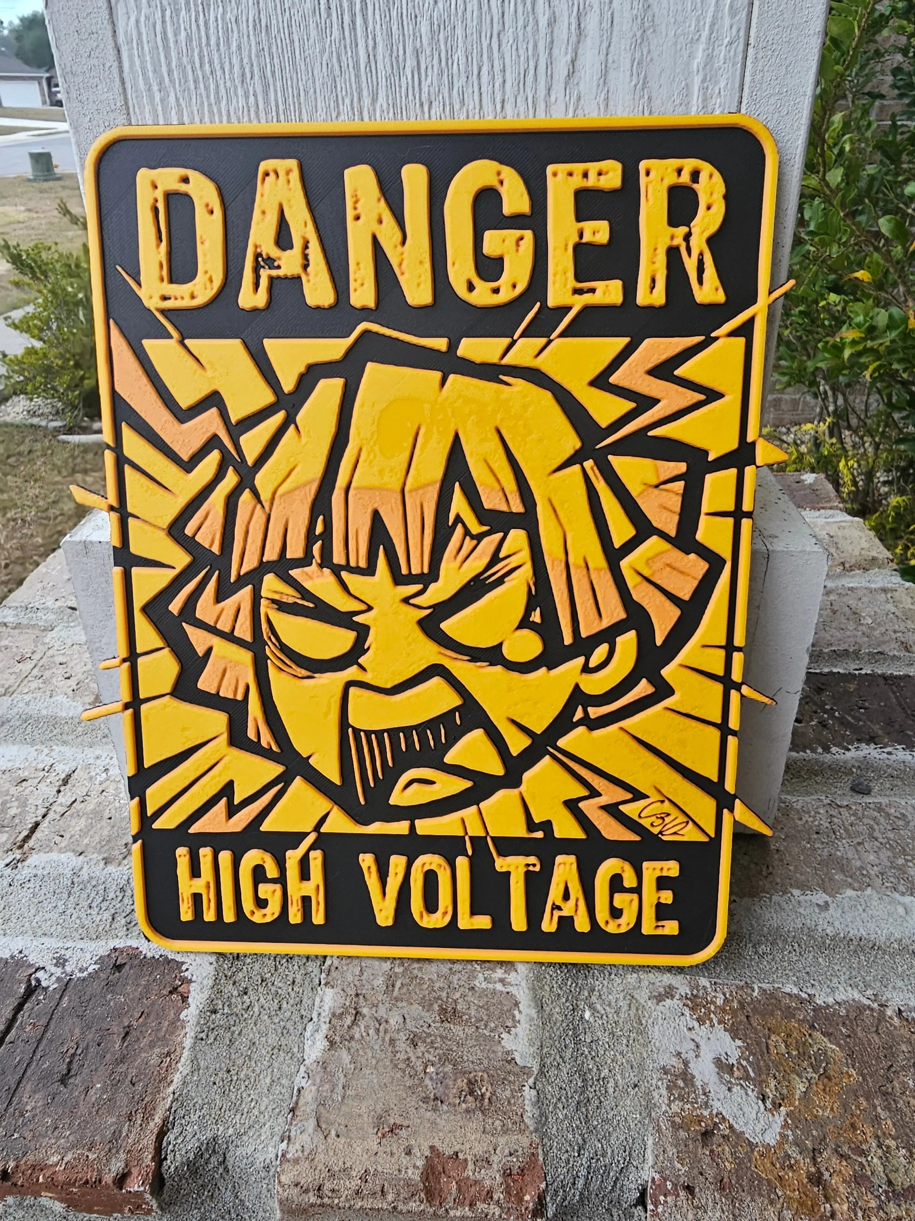 Zenitsu “High Voltage” HueForge Door Poster – Demon Slayer Anime Wall Art The Tween Space