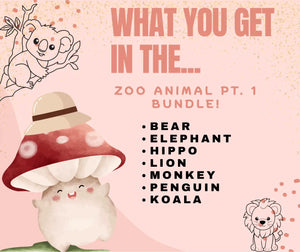 Zoo Animal Part 1 Mini Fidget Toy Bundle | 3D Printed Animal Toys by Mushroom Lady Co, paper gift detail photo 3