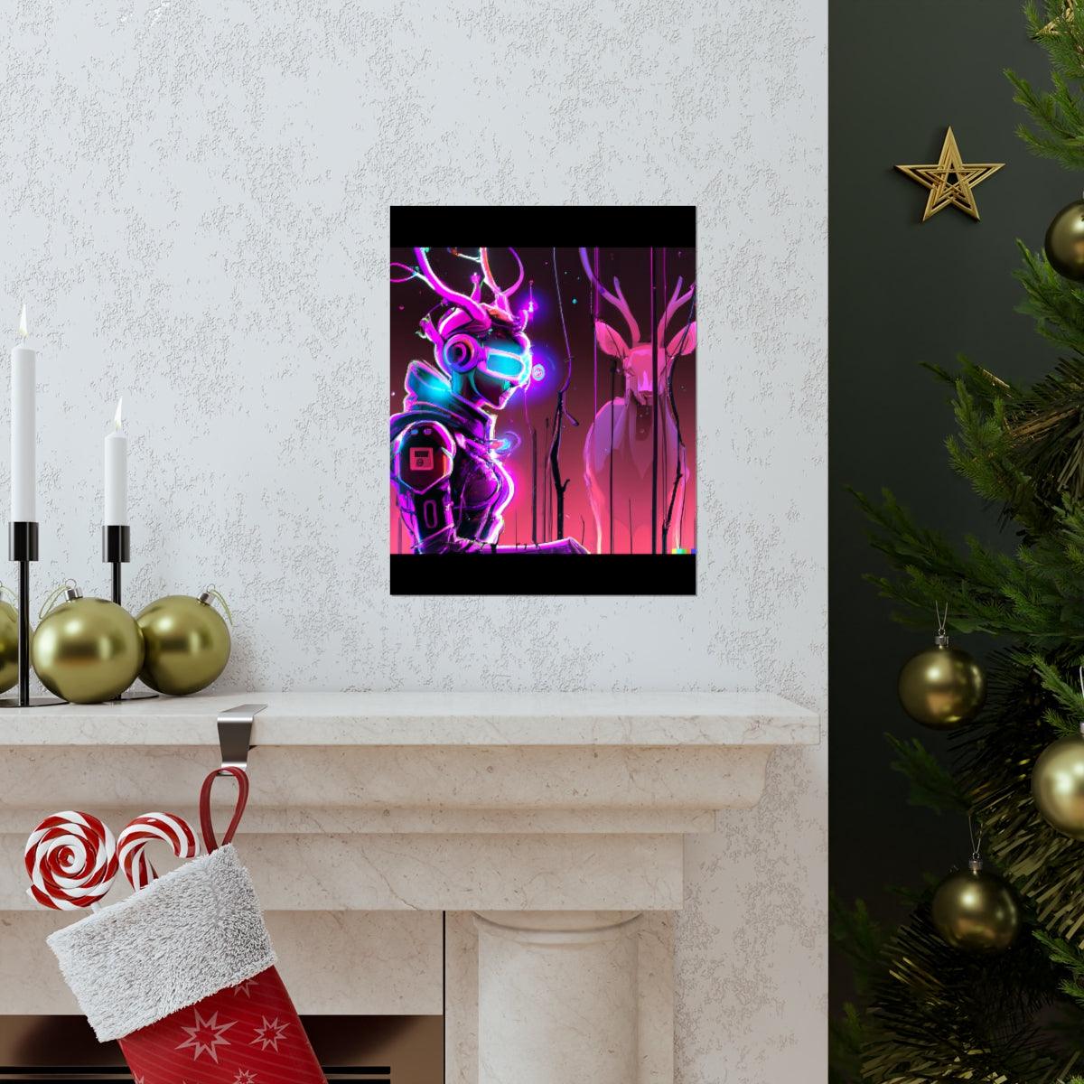 futuristic woman and deer Posters
