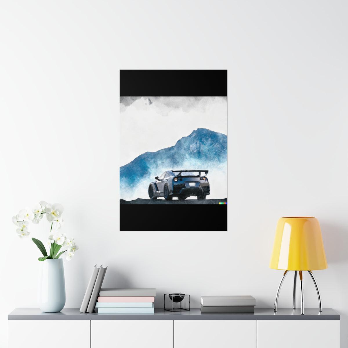 Nissan GTR water color Matte Vertical Posters
