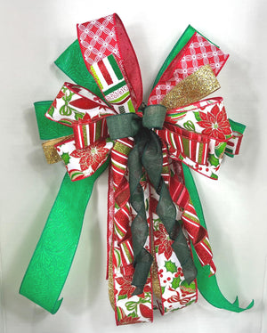 Christmas Holly Bow | Red & Green Wreath Decor by Bouge Creations, view 7